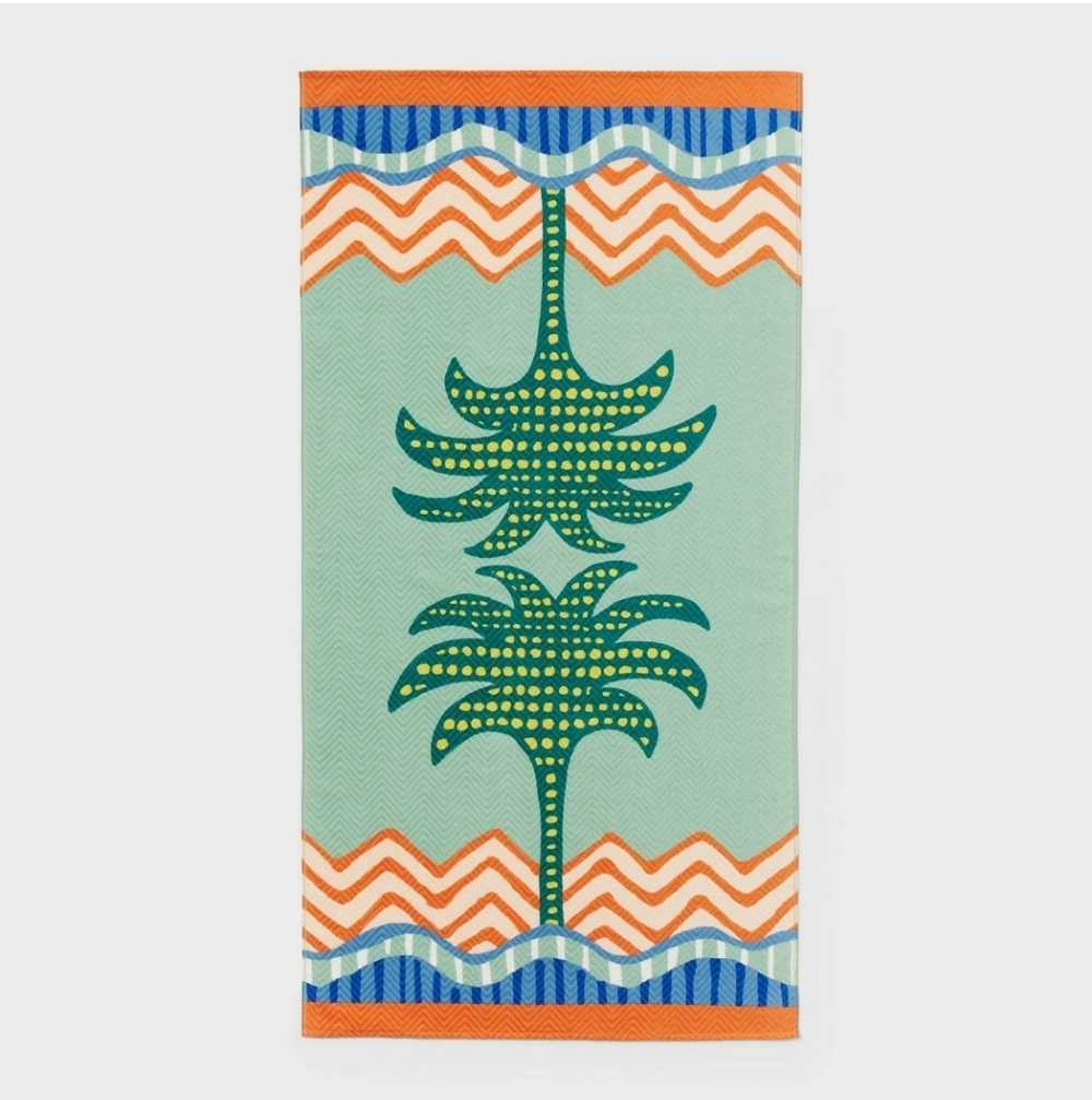 New!Colorful Palm Tree Cotton Beach Towel Outdoors Beach Day Lightweight Y2K